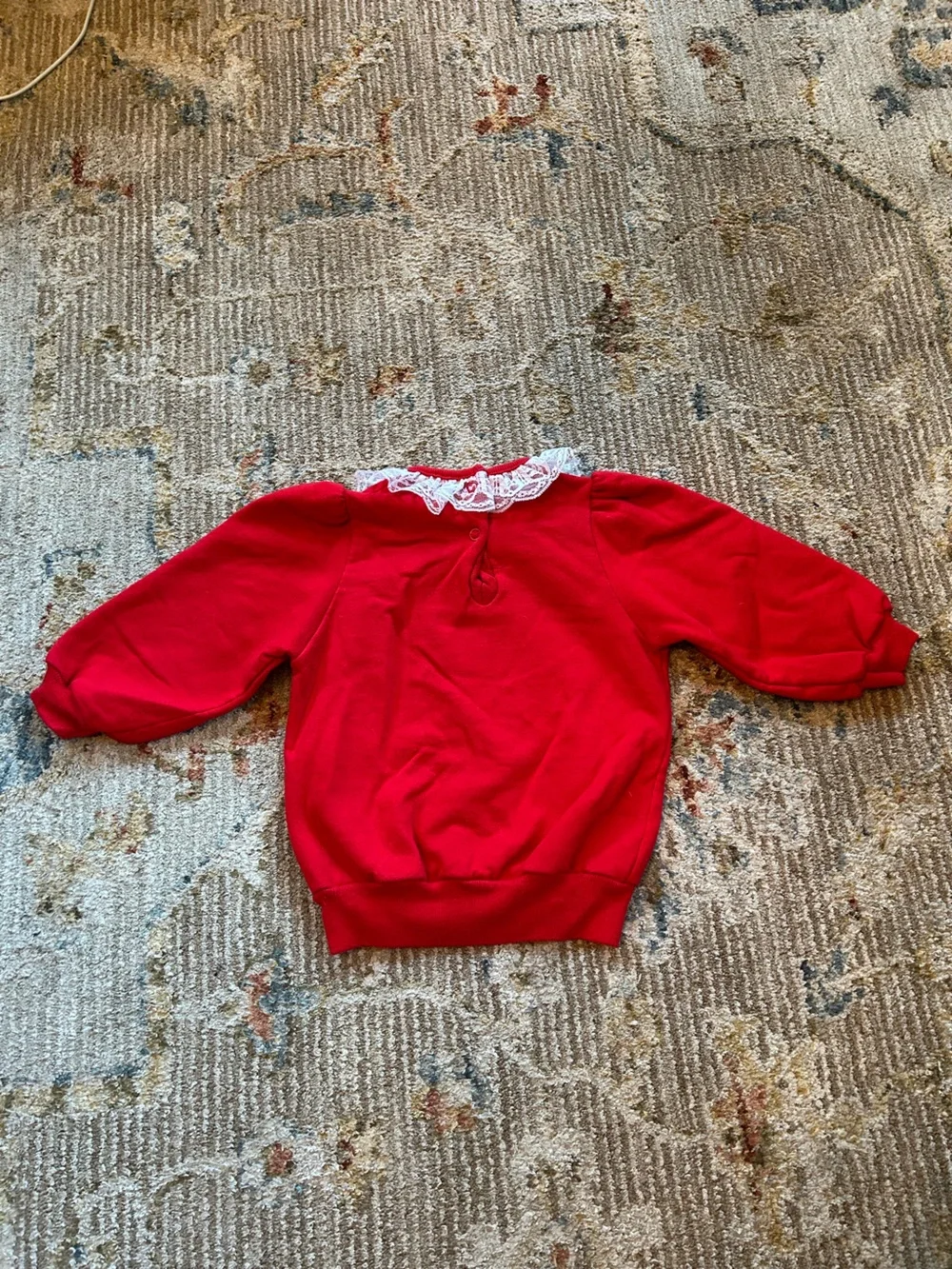 Vintage OshKosh B'gosh Red Girls Sweatshirt with Lace Collar